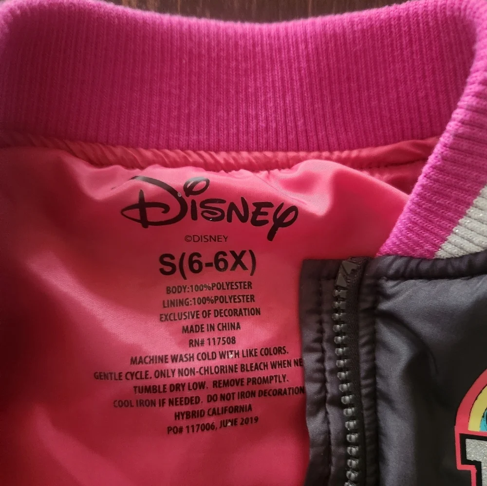 Minnie Mouse Disney Girls Pink Gray Jacket Sz 6-6X Coat